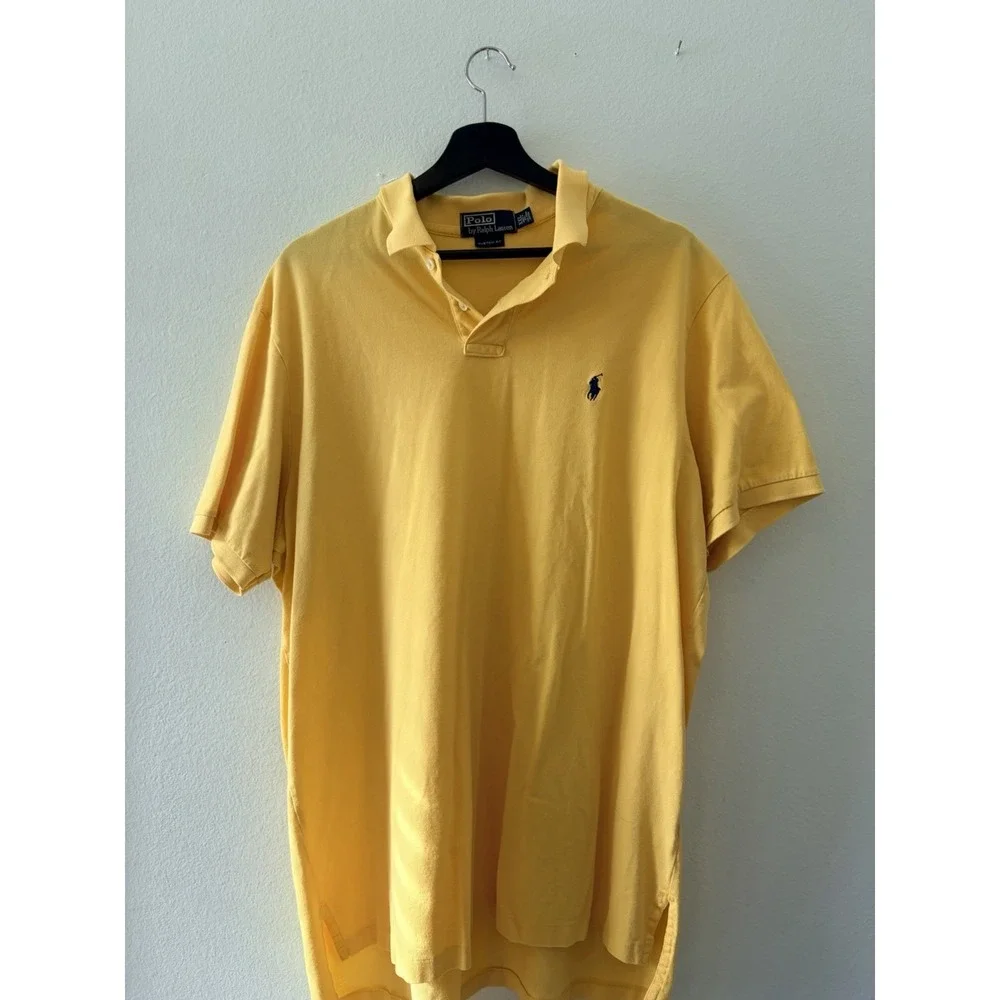 Polo Ralph Lauren Yellow Pima Cotton Custom Fit Polo Shirt Mens Size XXL
